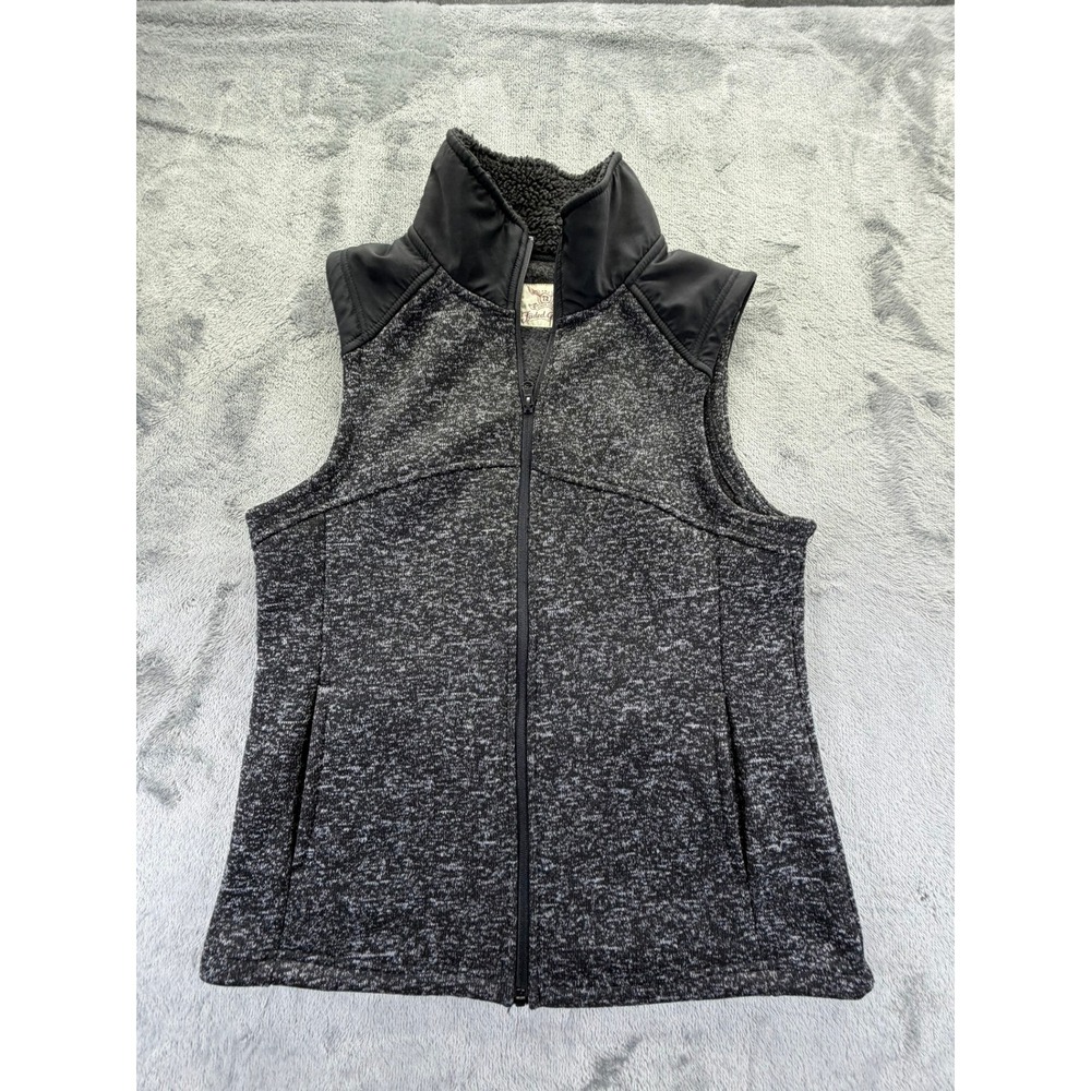 Faded Glory Womens Greystone Marled Knit Full Zip Sherpa Collar Vest Large 12-14 - Picture 1 of 10